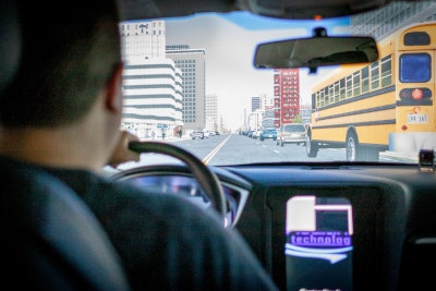 Driving Simulator - inside the car, projection ahead