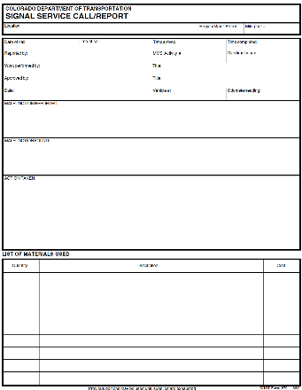 Colorado DOT Service Call Report Example